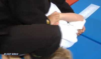 Japanese lady shows blonde babe karate techniques