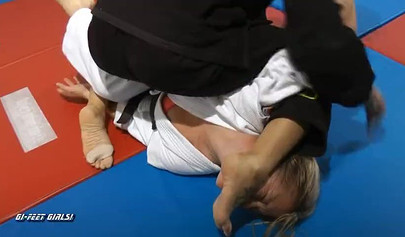 Japanese lady shows blonde babe karate techniques