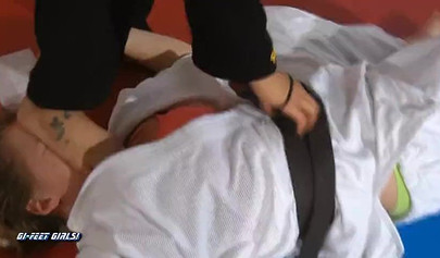 Japanese lady shows blonde babe karate techniques