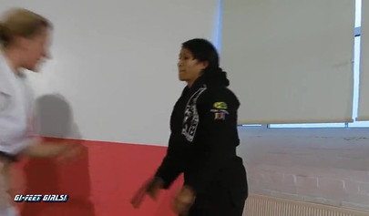 Japanese lady shows blonde babe karate techniques