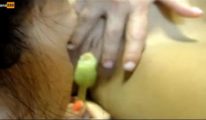 Two amateur lesbians licking ice cream from their pussies