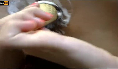 Two amateur lesbians licking ice cream from their pussies