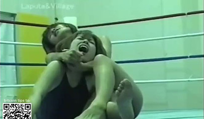 Japanese cougars in bikinis take part in a catfight