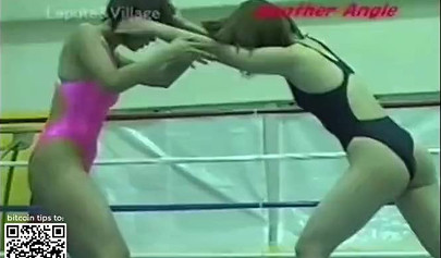 Japanese cougars in bikinis take part in a catfight