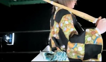 Japanese girls in sexy swimsuits fighting in the ring