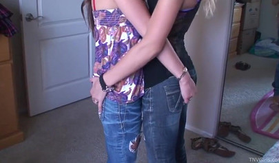 Amazing lesbians rubbing each other's clits and scissoring