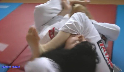 Hot girls fight during a karate and show their strength