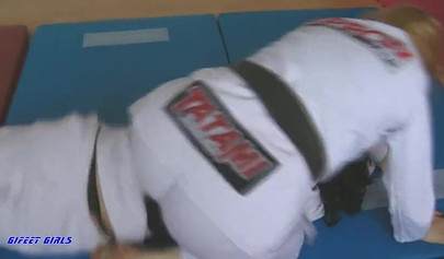 Hot girls fight during a karate and show their strength