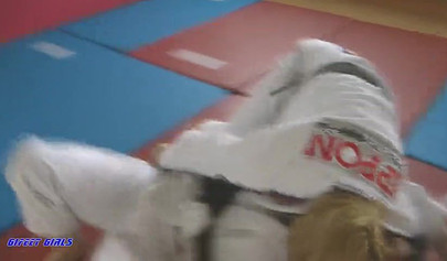 Hot girls fight during a karate and show their strength