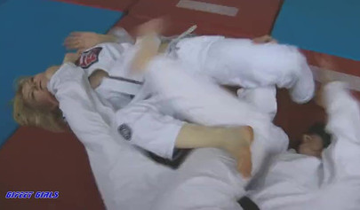 Hot girls fight during a karate and show their strength