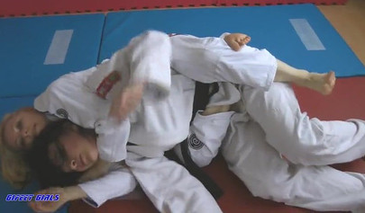 Hot girls fight during a karate and show their strength