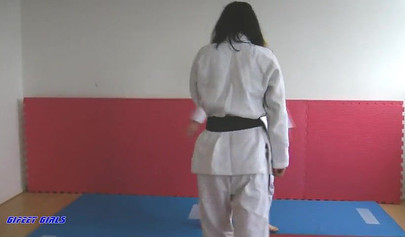 Hot girls fight during a karate and show their strength