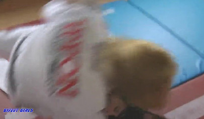 Hot girls fight during a karate and show their strength
