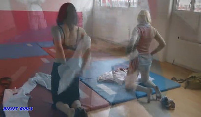 Hot girls fight during a karate and show their strength