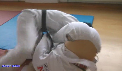 Hot girls fight during a karate and show their strength