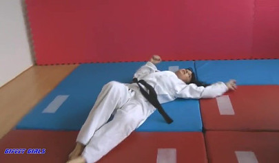 Hot girls fight during a karate and show their strength