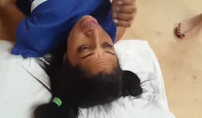 Sweet latina girl takes part in a lesbian foot trample action